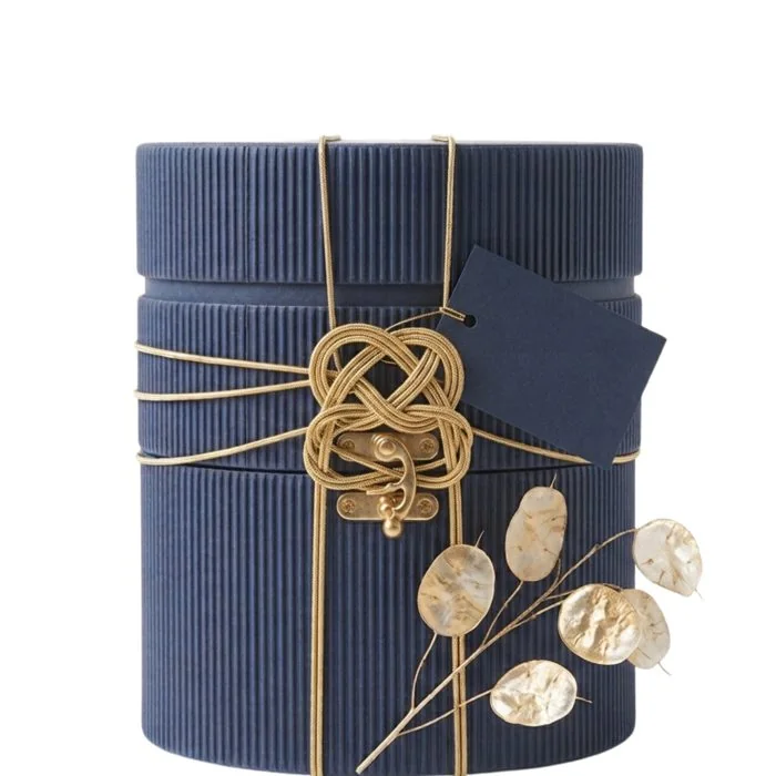 Coffret cadeau bleu nuit, cordon doré et monnaie du pape